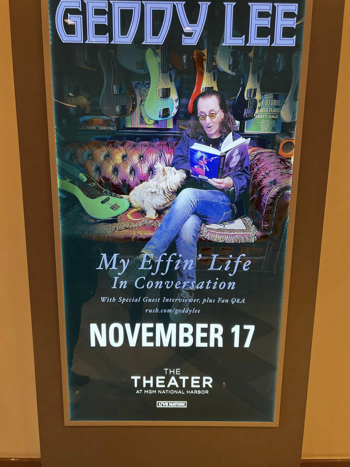 Geddy Lee 'My Effin' Life In Conversation' Tour Pictures - The Theater at MGM National Harbor - National Harbor, MD - 11/17/2023